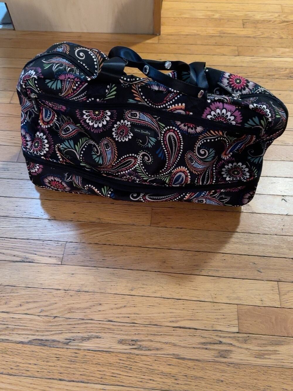 Vera Bradley Rolling Duffel Carry On Suitcase Wheeled Travel Bag Paisley Floral